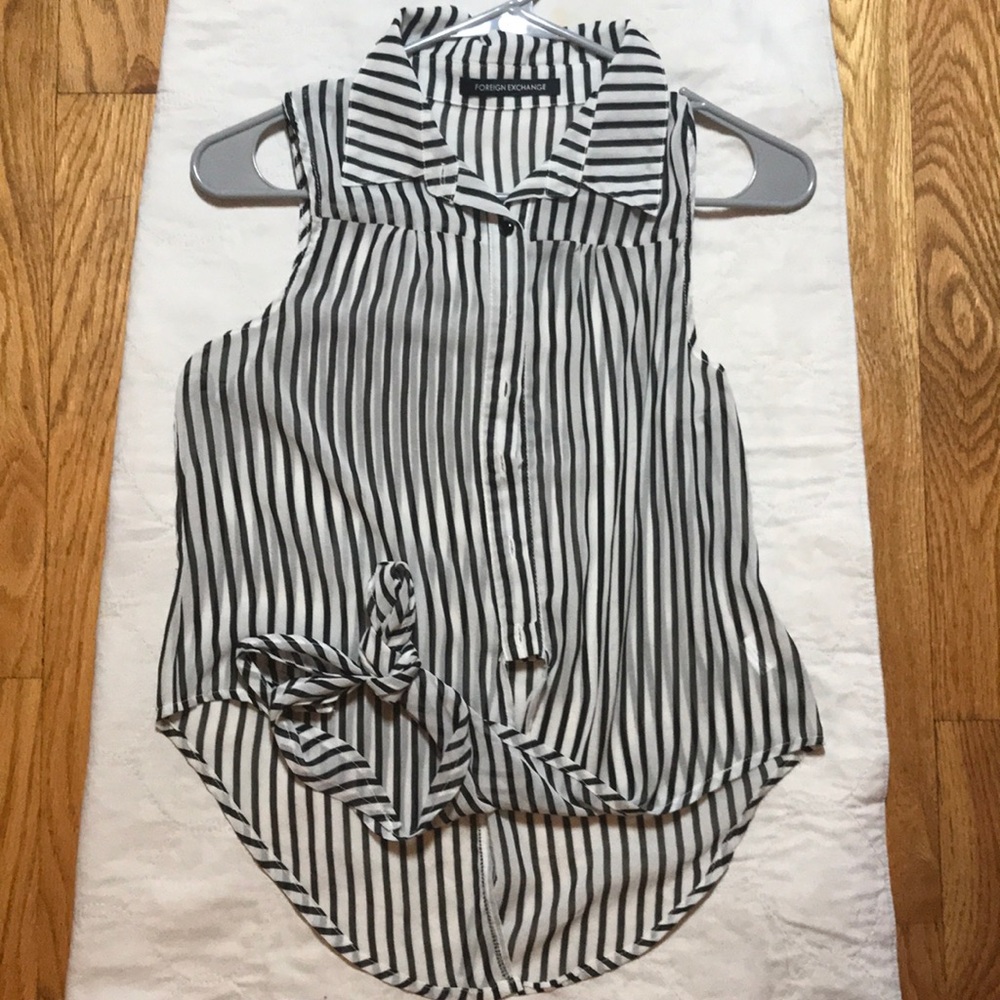Foreign Exchange black white stripe sleeveless top